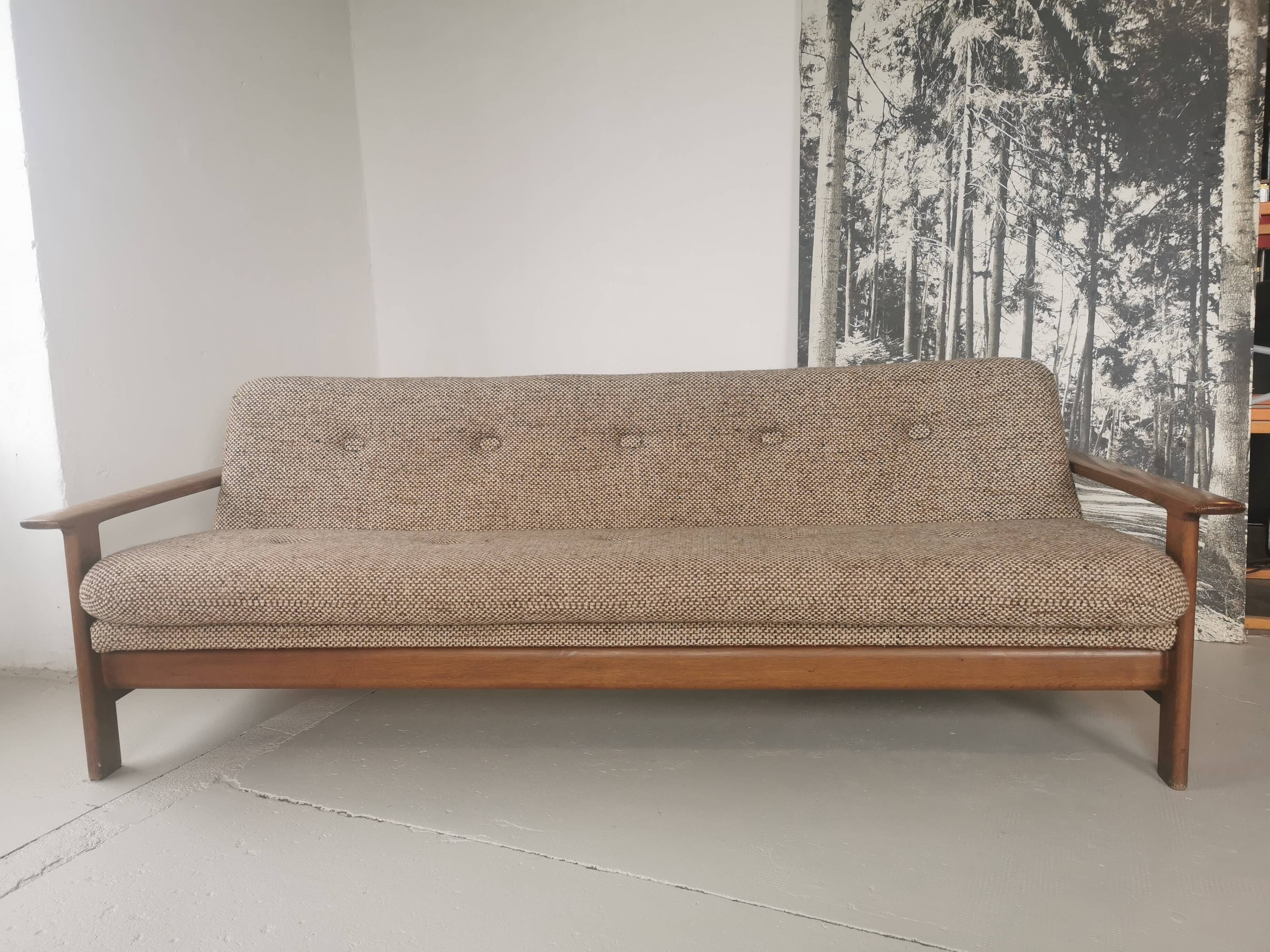 Banquette day bed en chêne design 1970