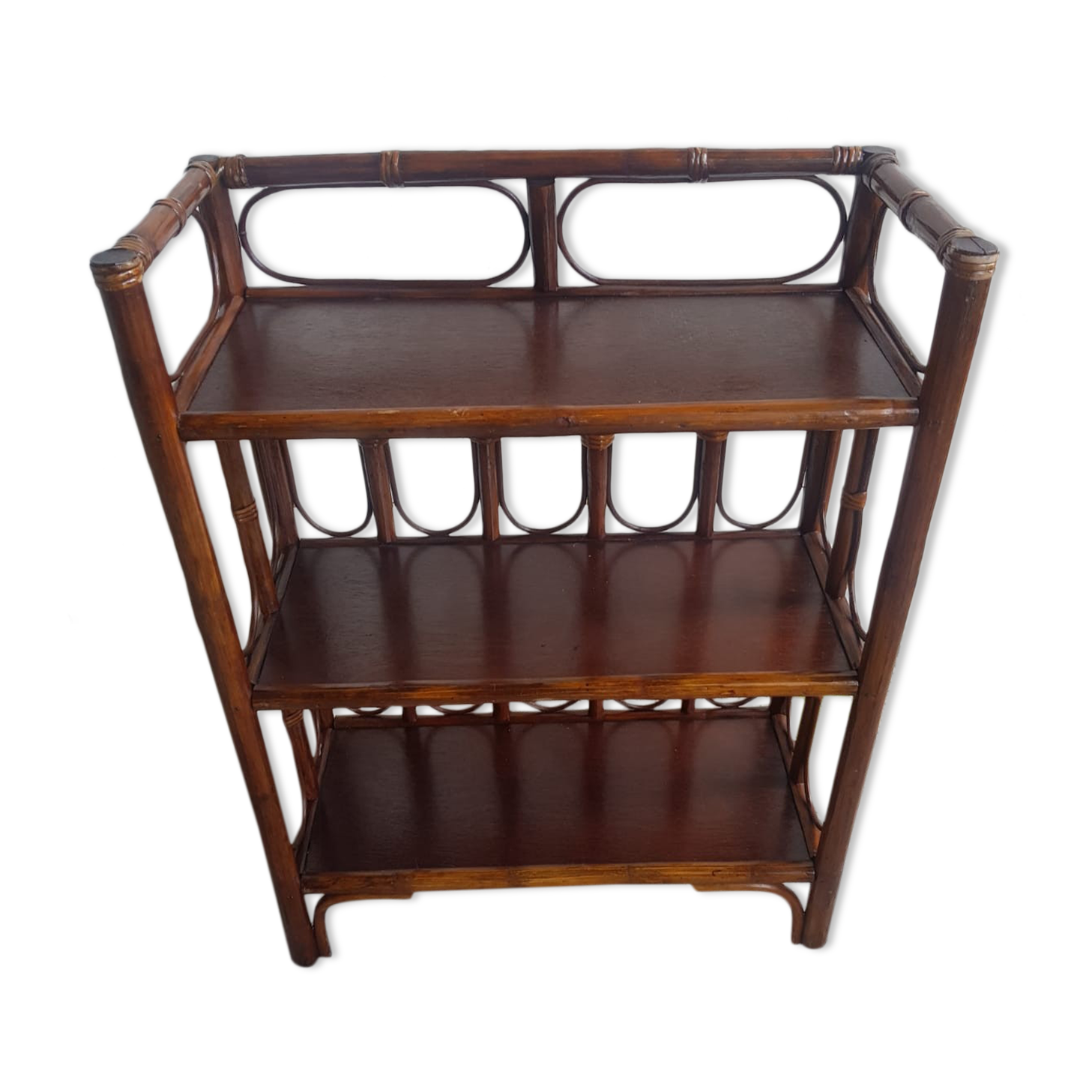 Old furniture rattan shelf 3 shelves 70s vintage