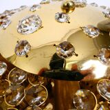 Gorgeous large 1970s Palwa brass ceiling or wall lamp with faceted crystal