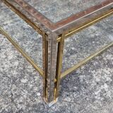 Table basse chrome et dore hollywood regency vintage