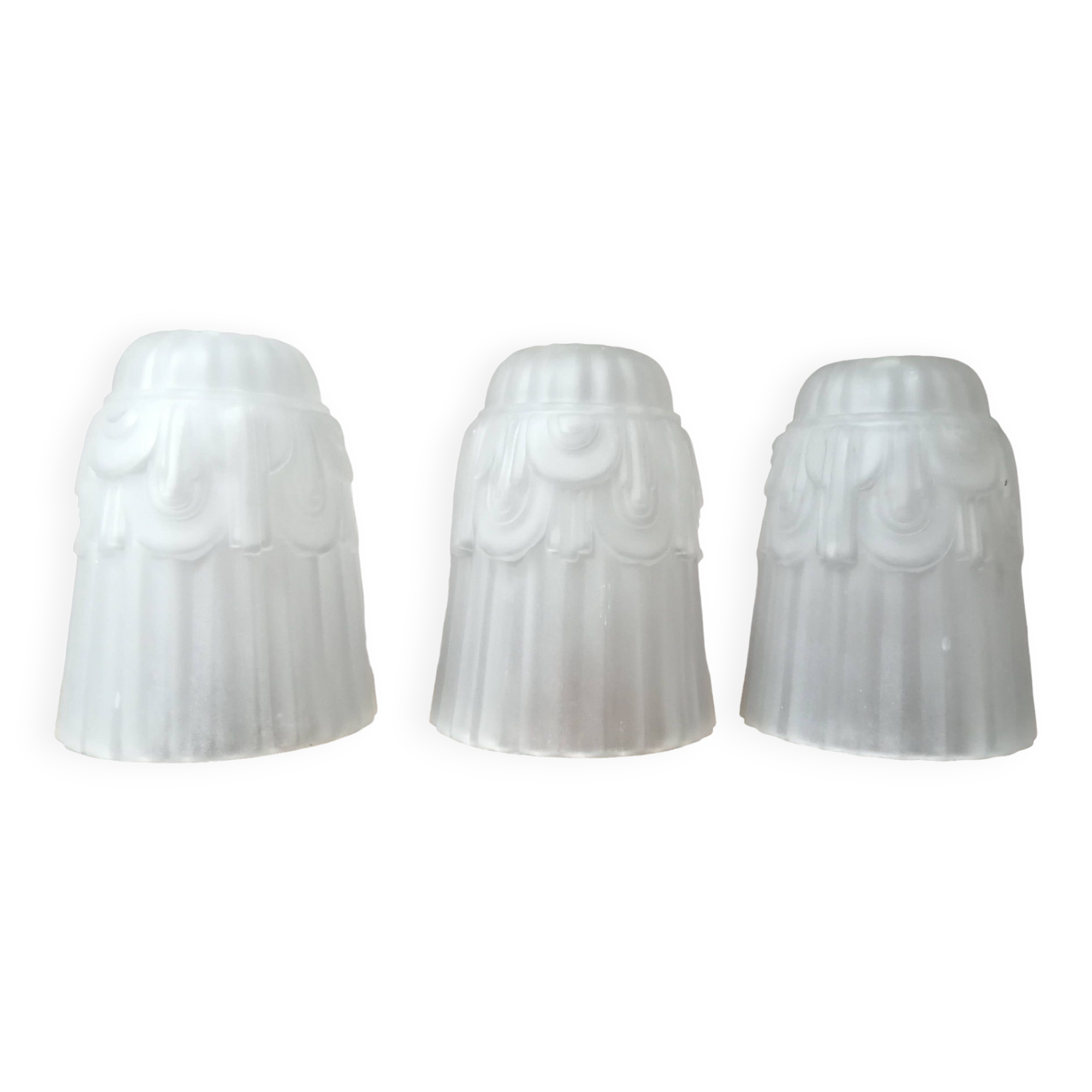 Set of 3 Art Deco frosted glass tulips