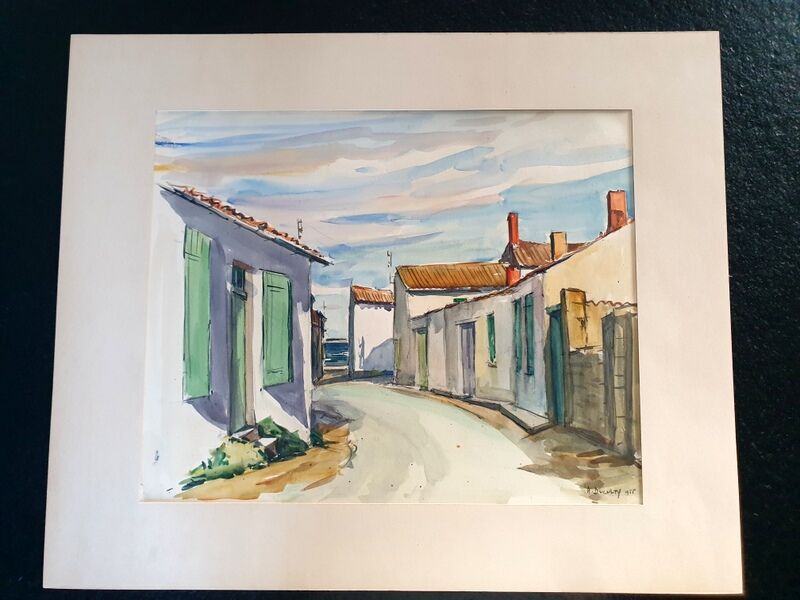 André Duculty (1912-1990) Watercolor on paper "Ile de Ré" Signed lower right and dated 1955