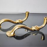 Paire de bougeoirs noeud, design brutaliste, italie, 1970