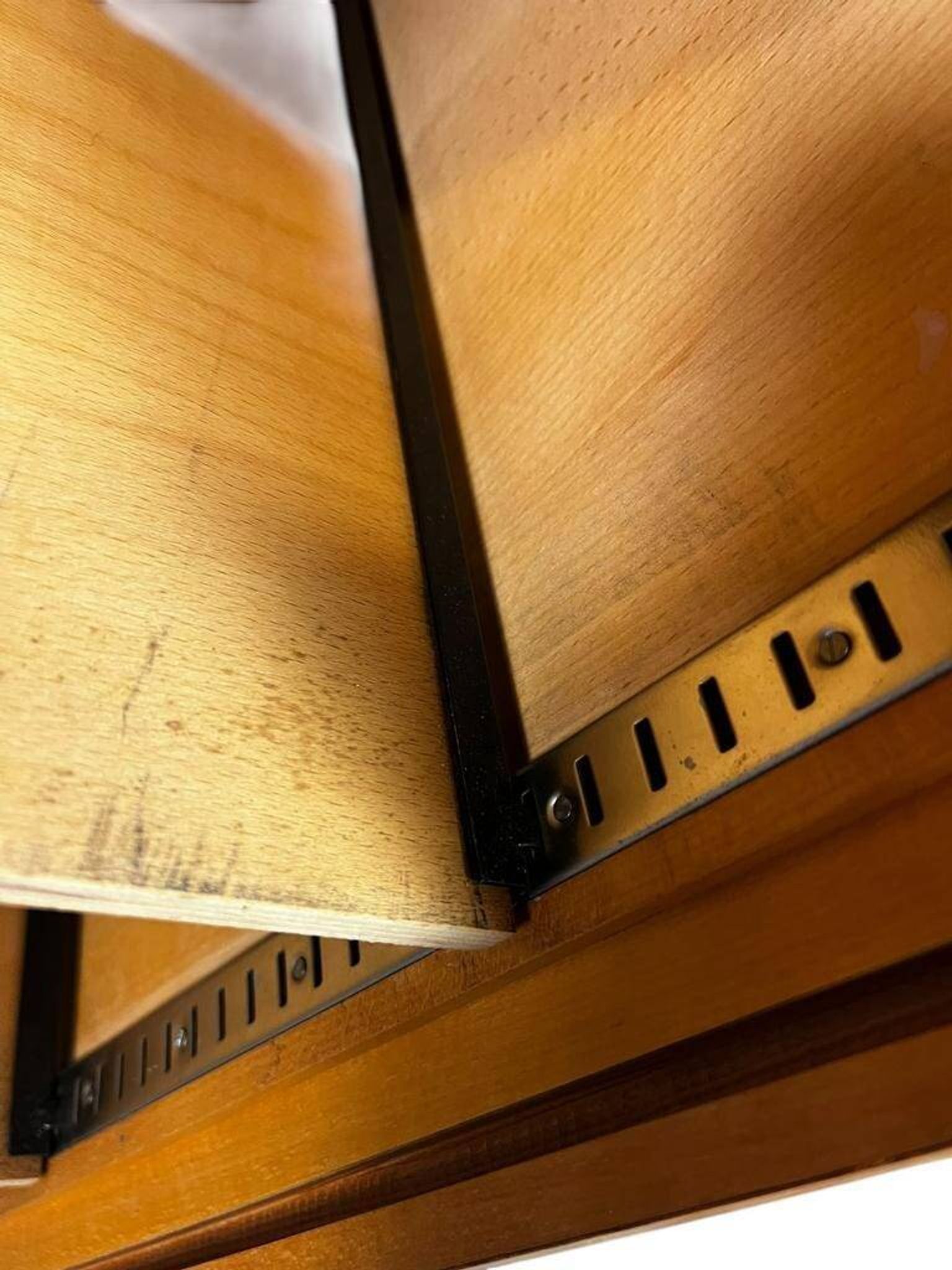 Narrow vintage wooden cabinet with roller shutter 'Soennecken'