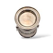 Silver-plated champagne bucket with ring handles.