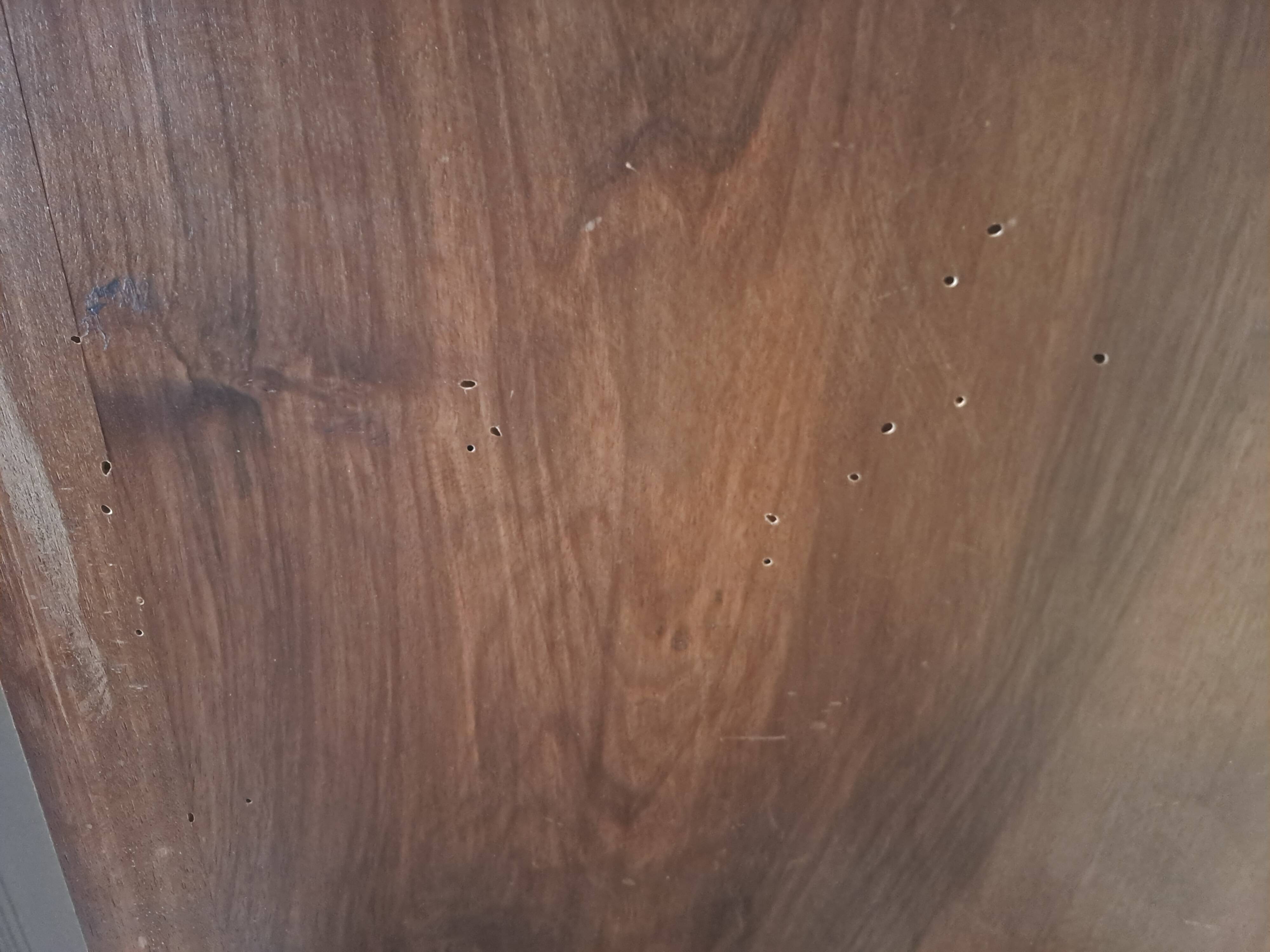 Vintage wood console side table with flap, Art Deco style