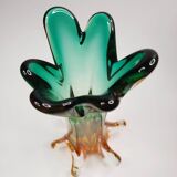 Artistic glass vase in green and amber shades – 1960s/70s