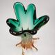Vase en verre artistique aux nuances vert et ambre – années 60/70