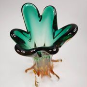 Artistic glass vase in green and amber shades – 1960s/70s