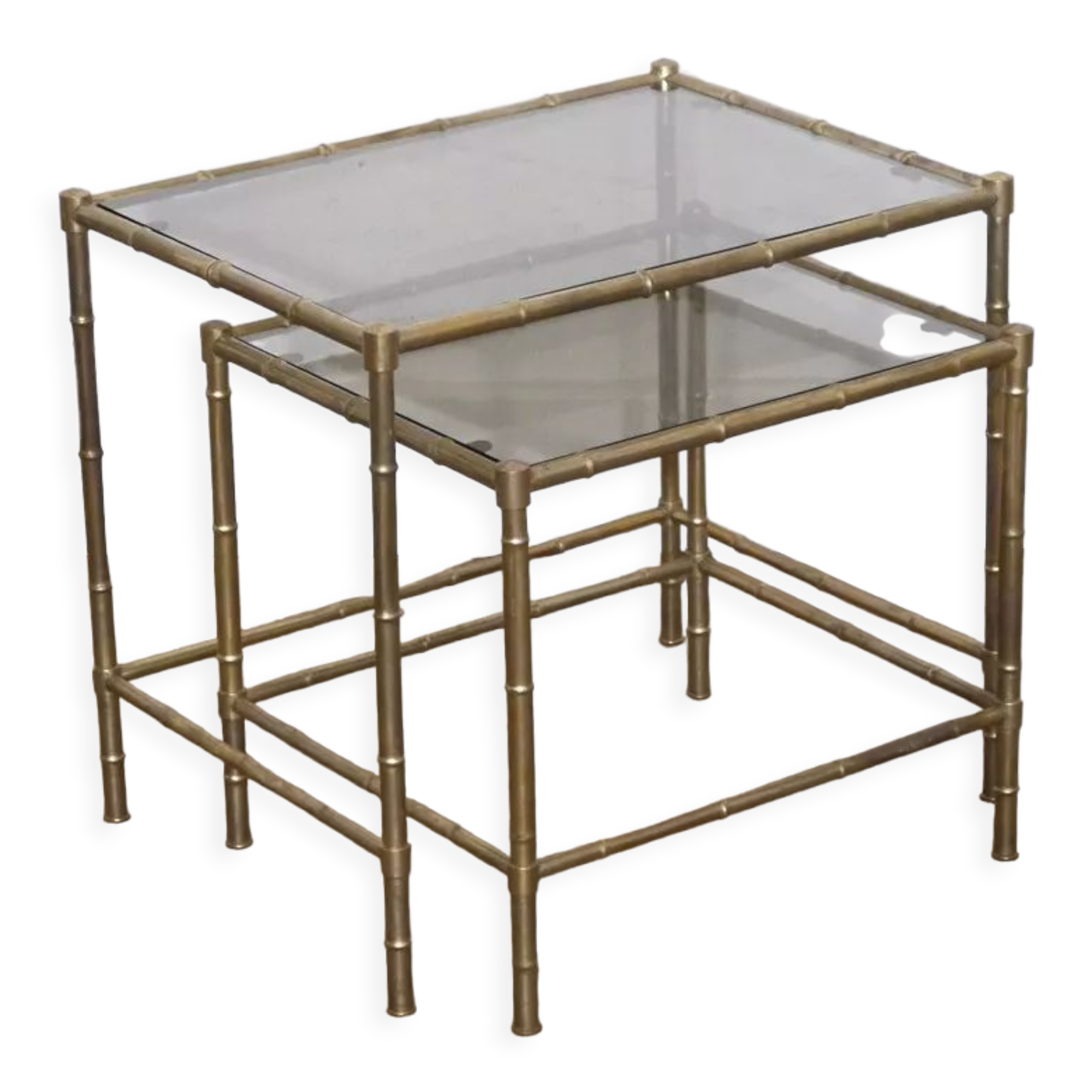 Brass nesting tables "faux bamboo" 1970