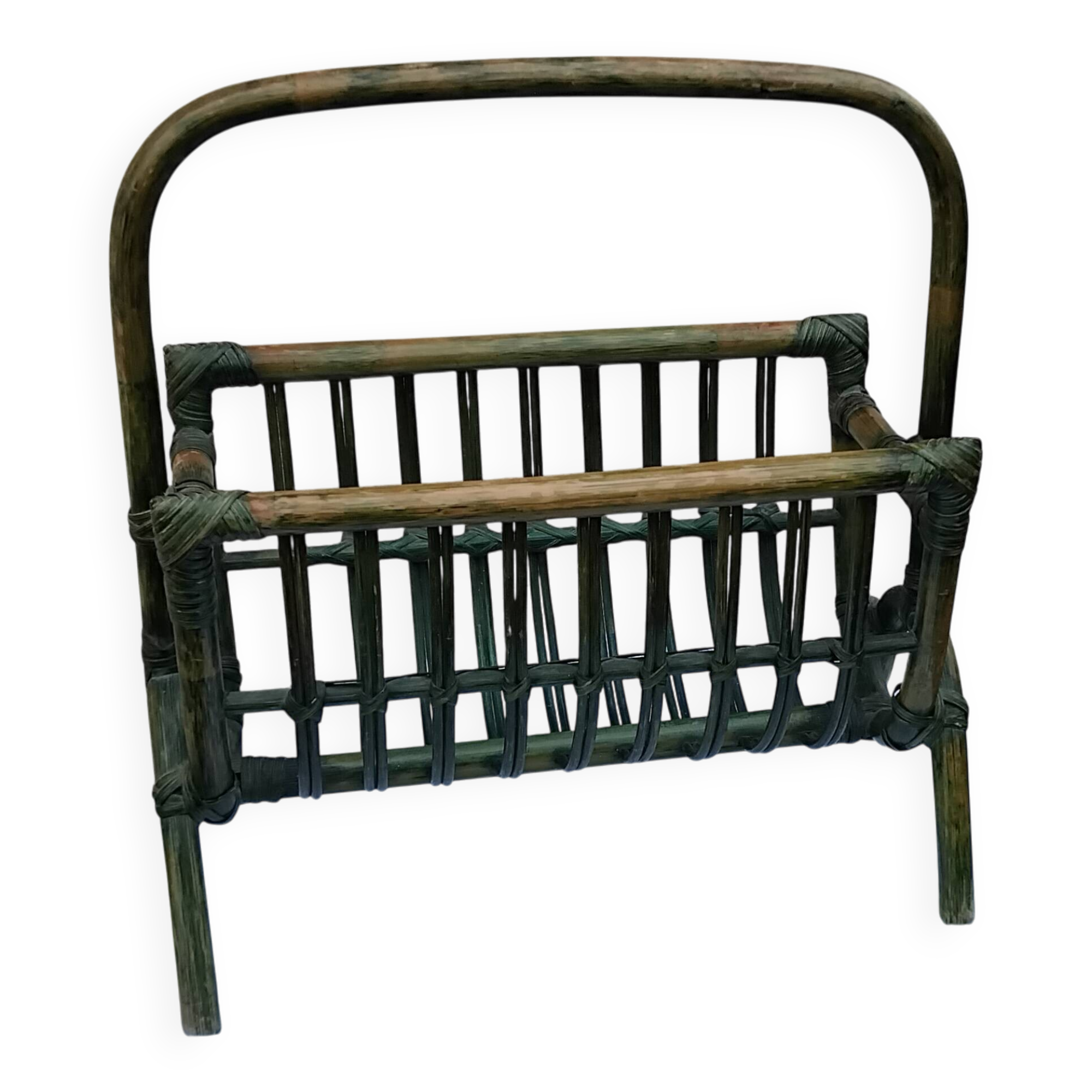 Vintage rattan magazine rack
