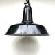 old LAMP SUSPENSION sheet metal enamelled color BLACK, white enamel inside Ø42cm