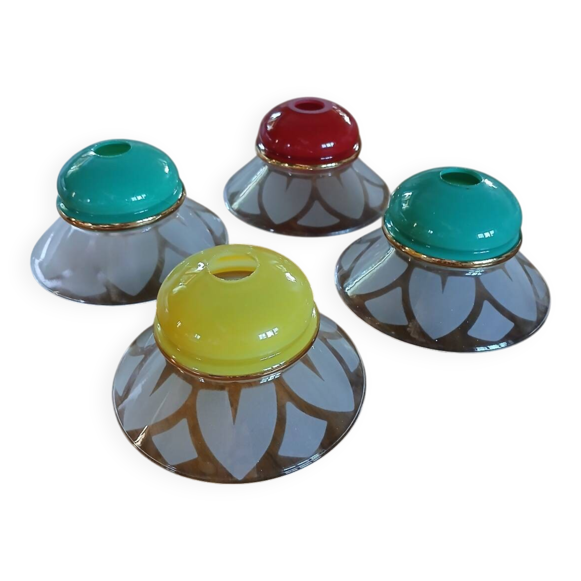 4 Art Deco glass pendant lights