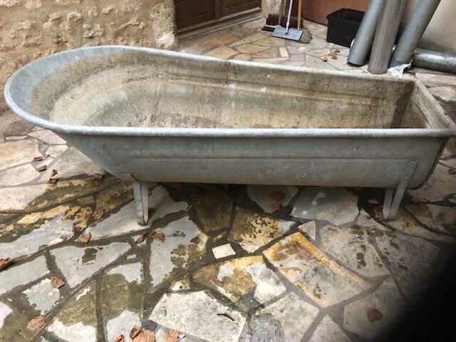 Old zinc bathtub