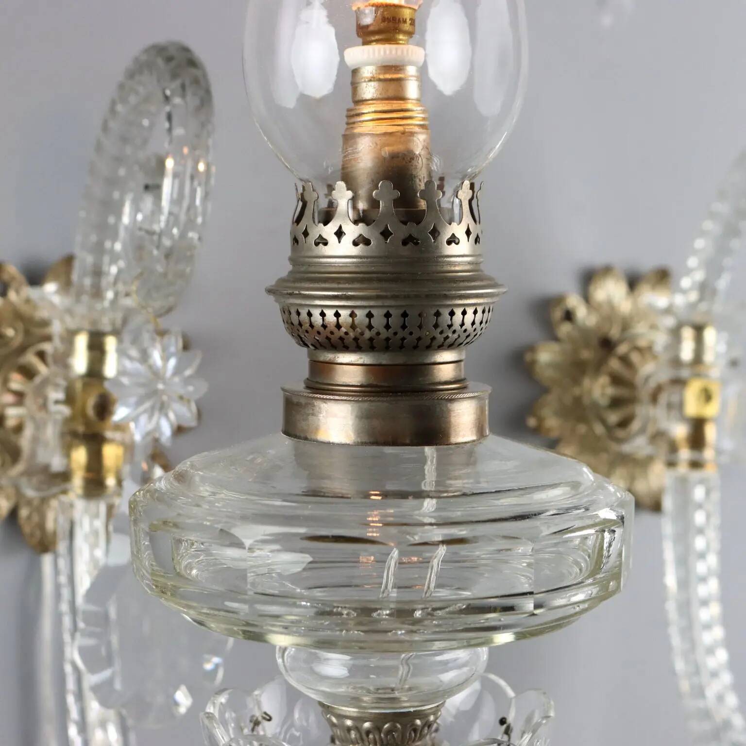 Antique wall sconces in crystal glass, Italy, 20th century