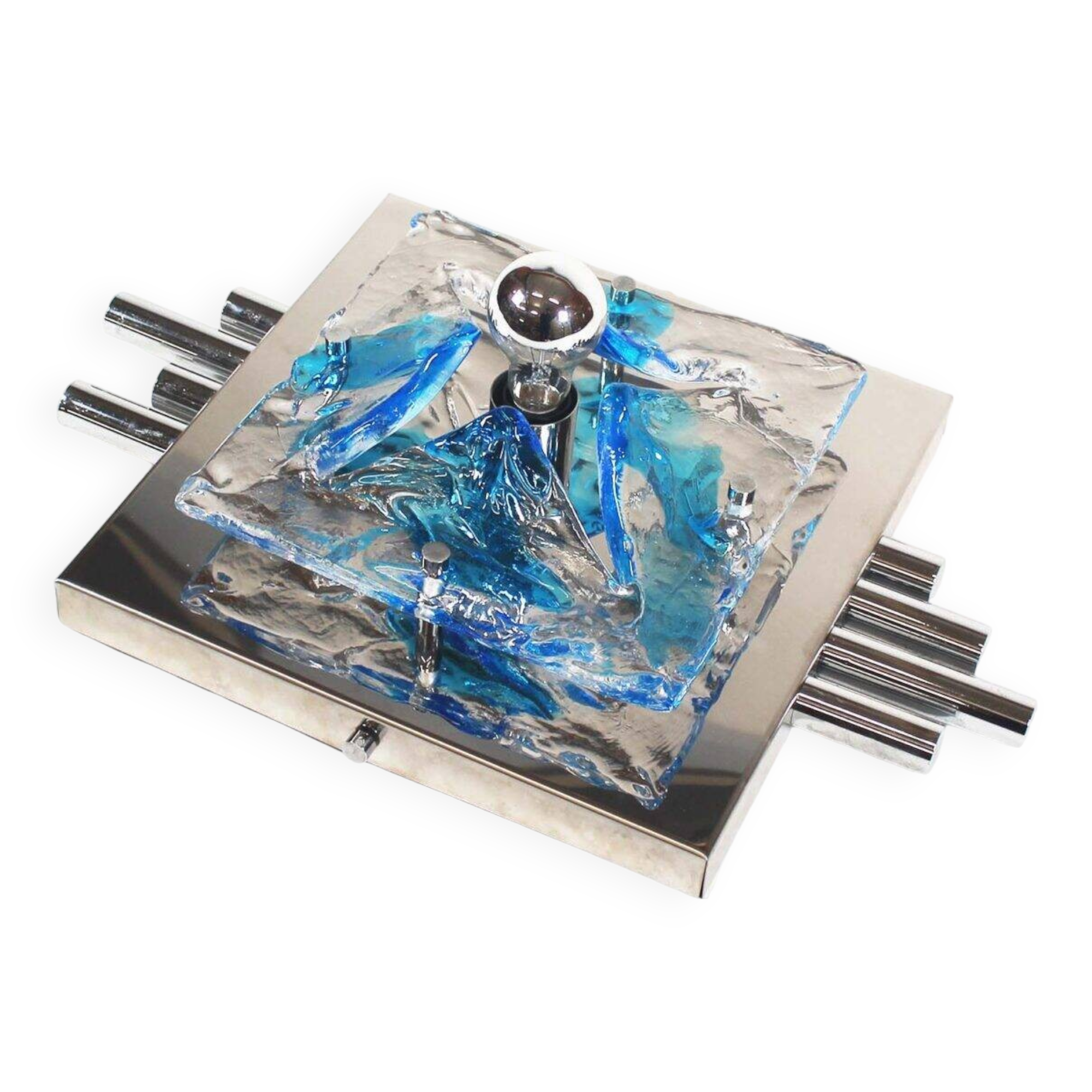 Stunning XXL Chrome and murano glass wall light by AV Mazzega