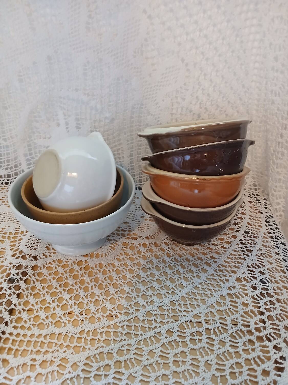 8 mismatched antique bowls