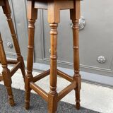 Pair of bar stools curved wood 1960