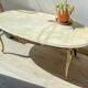 Table basse vintage en marbre et bronze