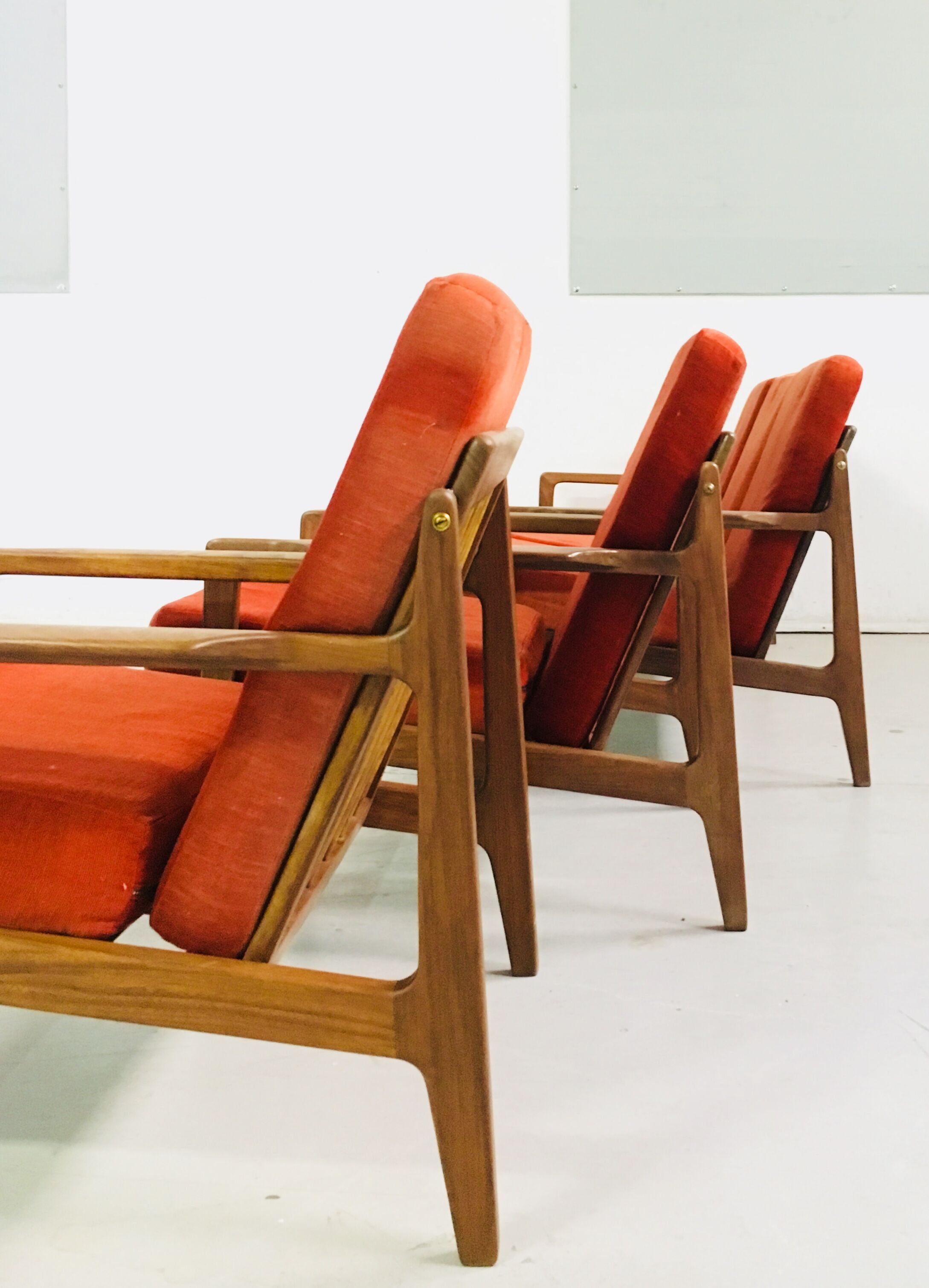 Scandinavian teak lounge - bench and two armchairs