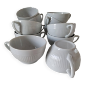 12 White Porcelain Cups