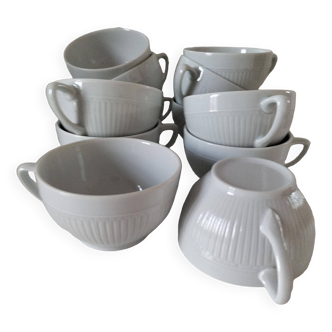 12 White Porcelain Cups