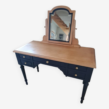 Bleu de Sèvres dressing table with beveled mirror