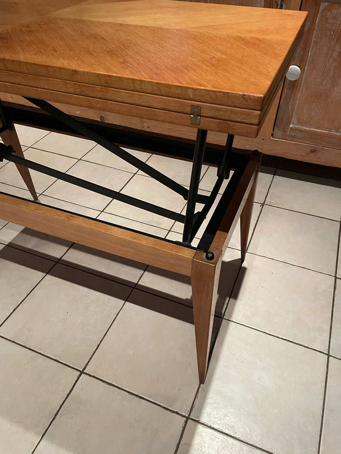 Table basse à système Révélation vintage Design Albert Ducrot année 50/60
