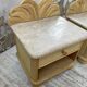 Pair of travertine bedside and rattan palm tree "vivai del sud"