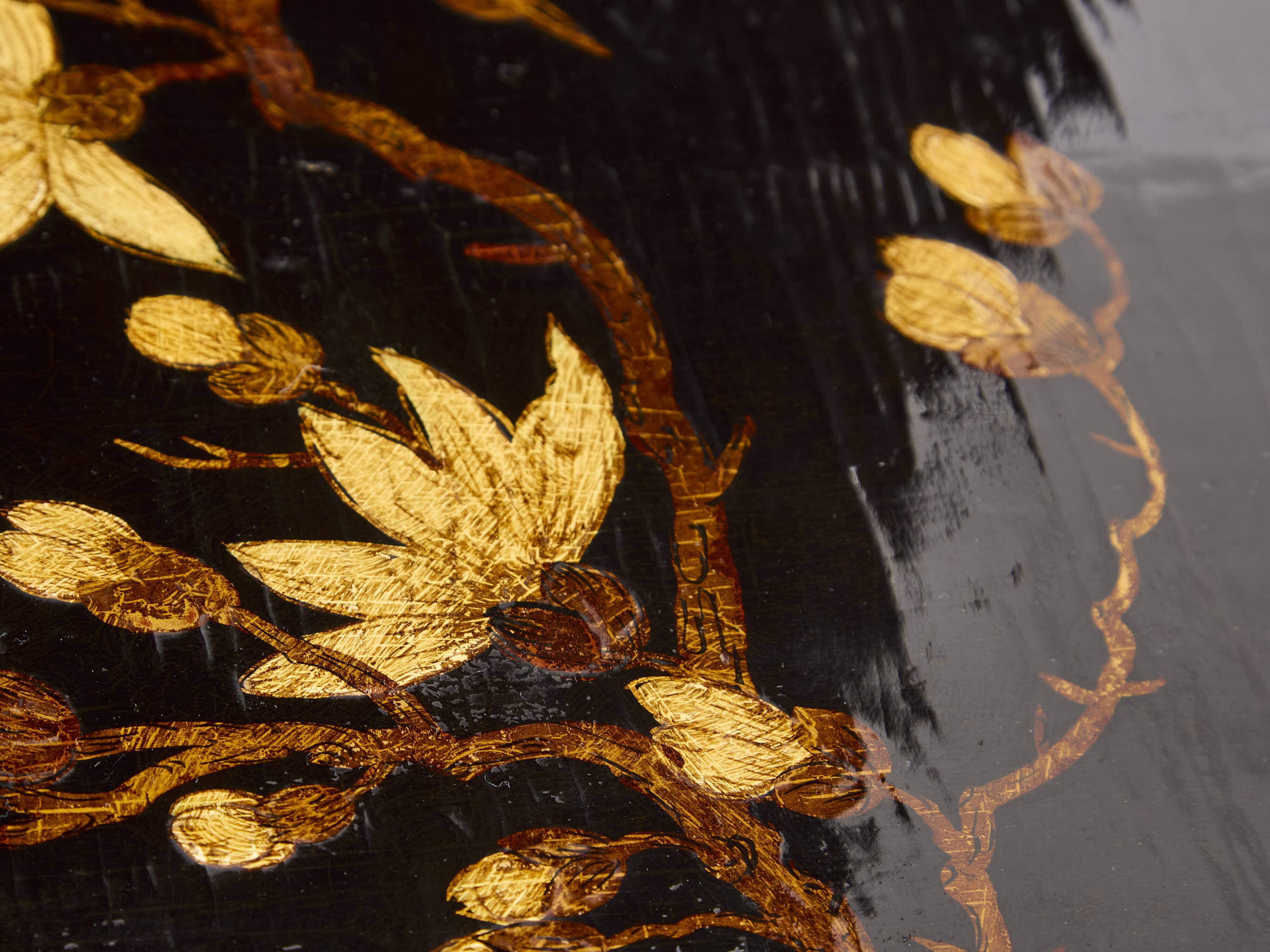 Bamboo bronze lacquered Chinese side tables Maison Baguès 1940