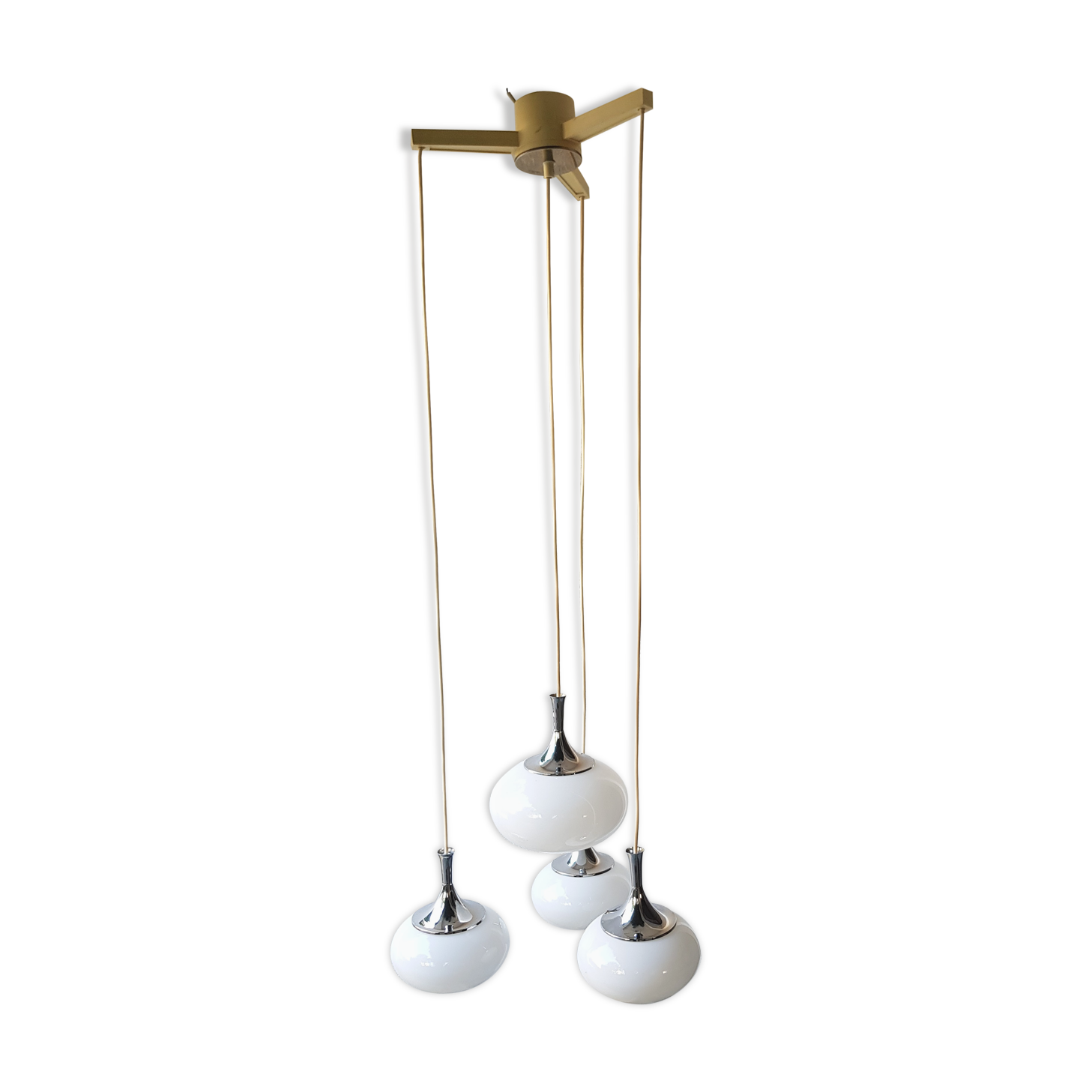 opaline and chrome metal chandelier 70