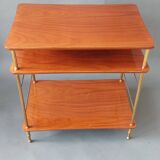 Table with three trays in solid mahogany and gilded brass 1950.