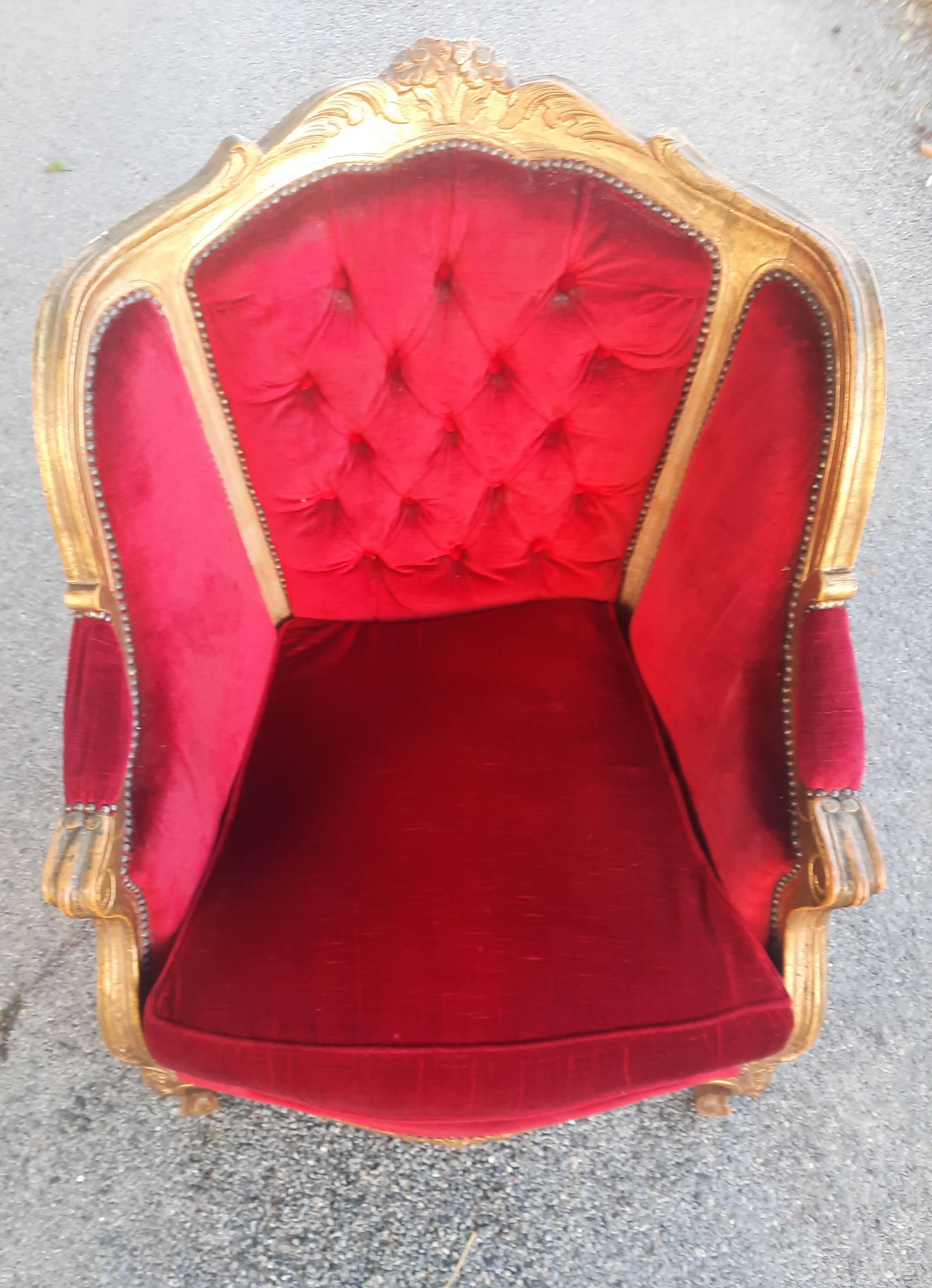 Large Louis XV style padded bergère