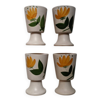 Ceramic mazagran with hand-painted floral decoration.
