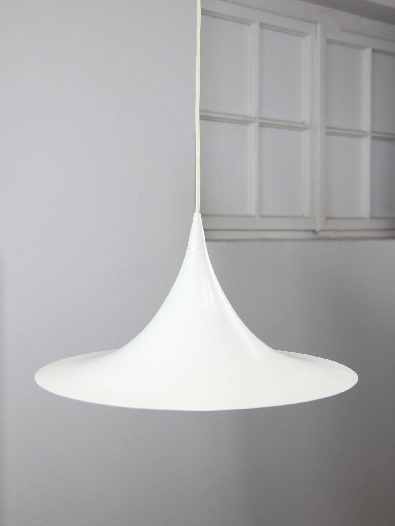 Danish White Trumpet Pendant Lamp by Claus Bonderup & Torsten Thorup