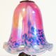 Lampe art deco en fer forgé et tulipe en verre moucheté
