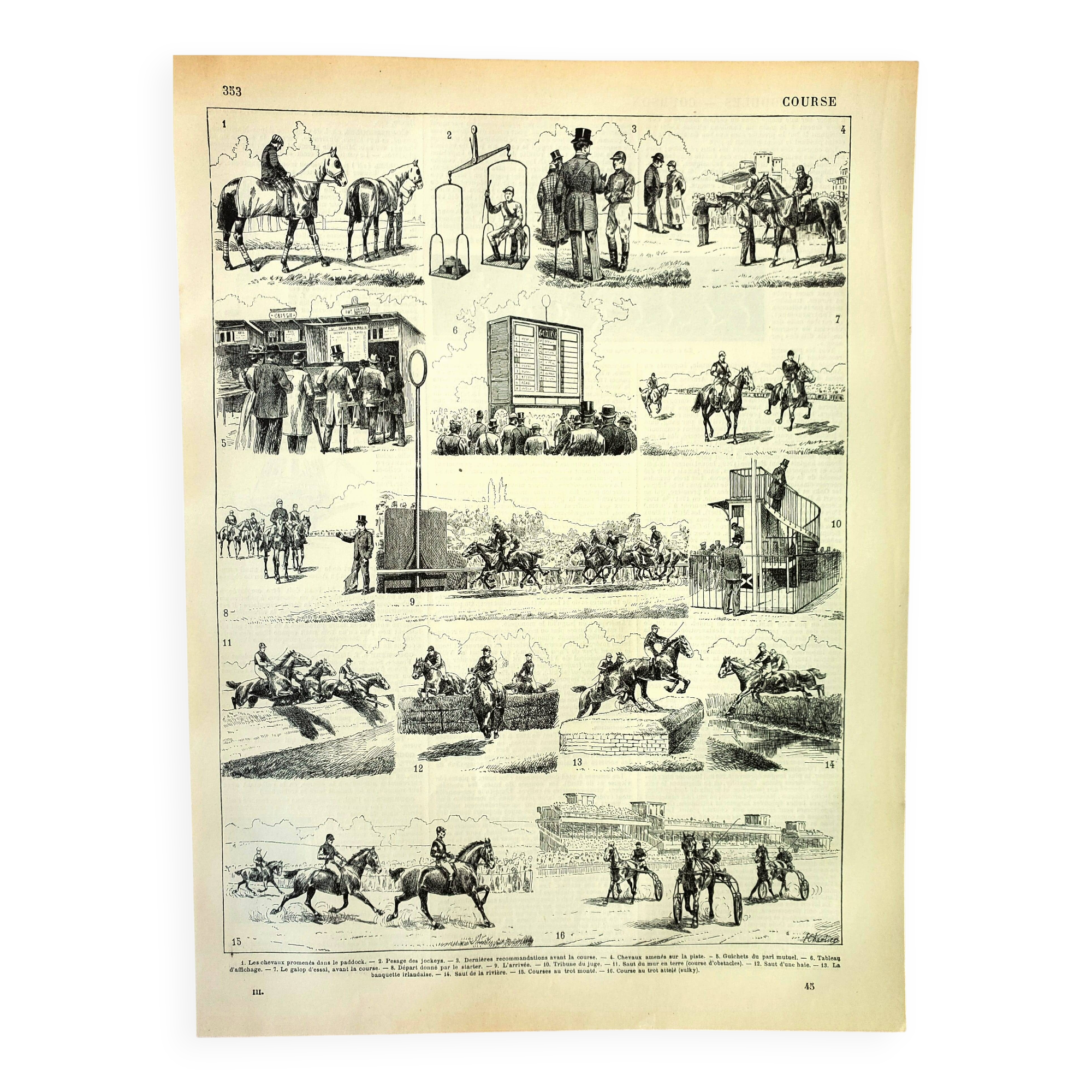 Antique Engraving 1897 - Horse Racing by H.Chartier - Vintage Print