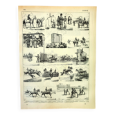Ancienne Gravure 1897 -Courses de chevaux par H.Chartier - Estampe vintage