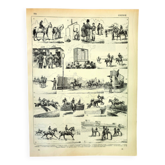 Antique Engraving 1897 - Horse Racing by H.Chartier - Vintage Print
