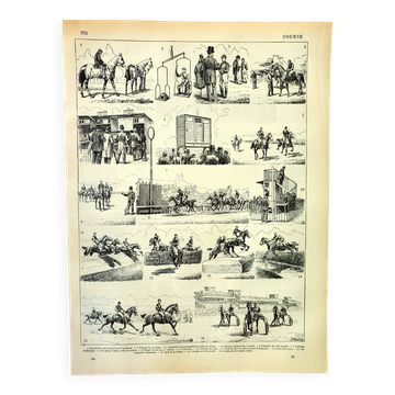 Antique Engraving 1897 - Horse Racing by H.Chartier - Vintage Print