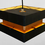 Pendant light in copper and black metal. denmark 1960s