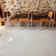 6 brown chairs imitation leather