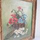 Old vintage flower bouquet painting frame