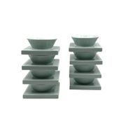 Set of 9 ceramic light blue ceramic bowls, I + I Italy, 1970s