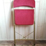 Chaise pliante velours rose