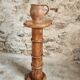 Antique elm side table – French column circa 1900 – Plant stand
