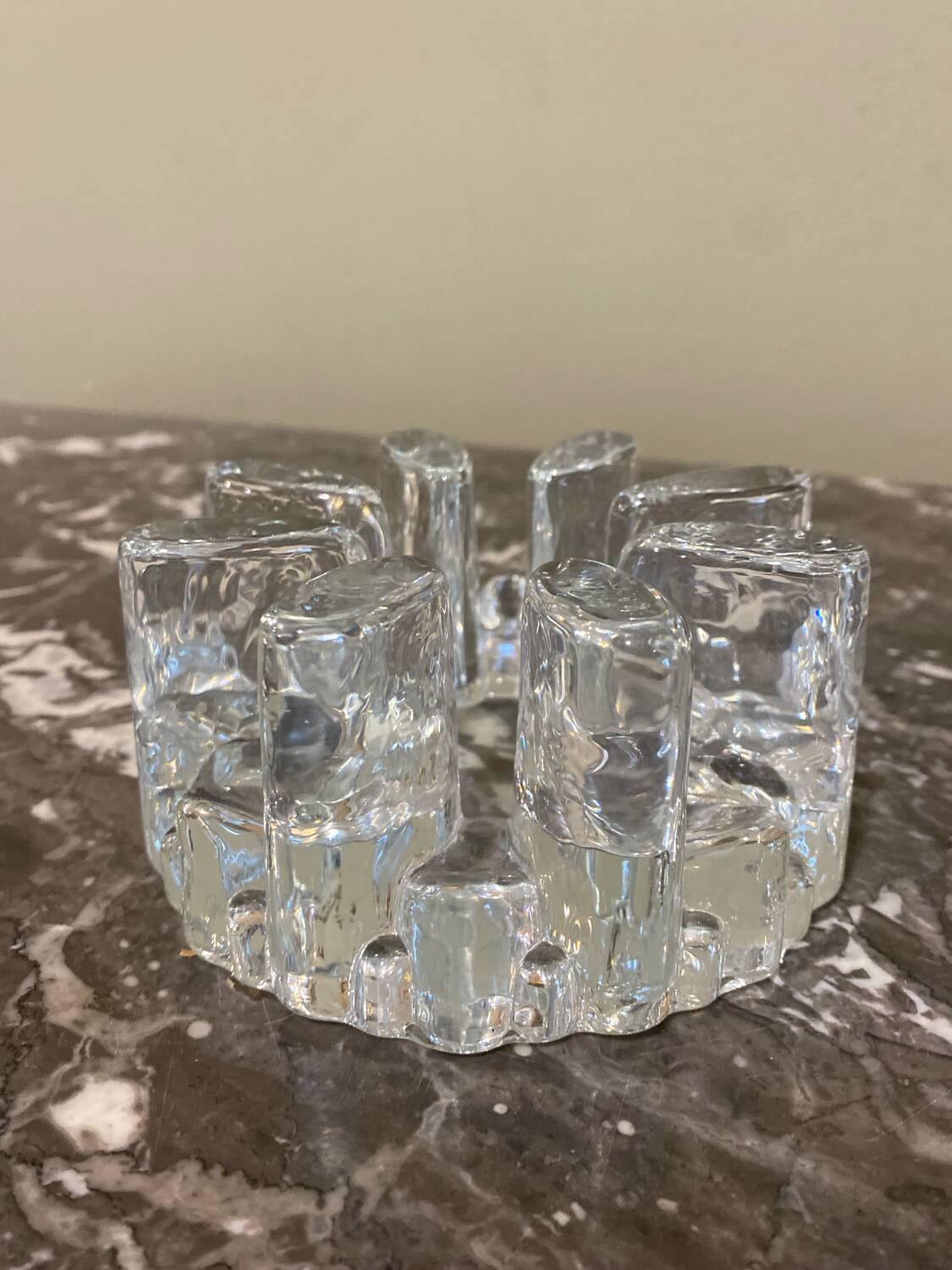 Designer candle holder in thick glass