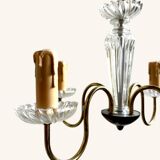 4-light chandelier in glass and gold metal