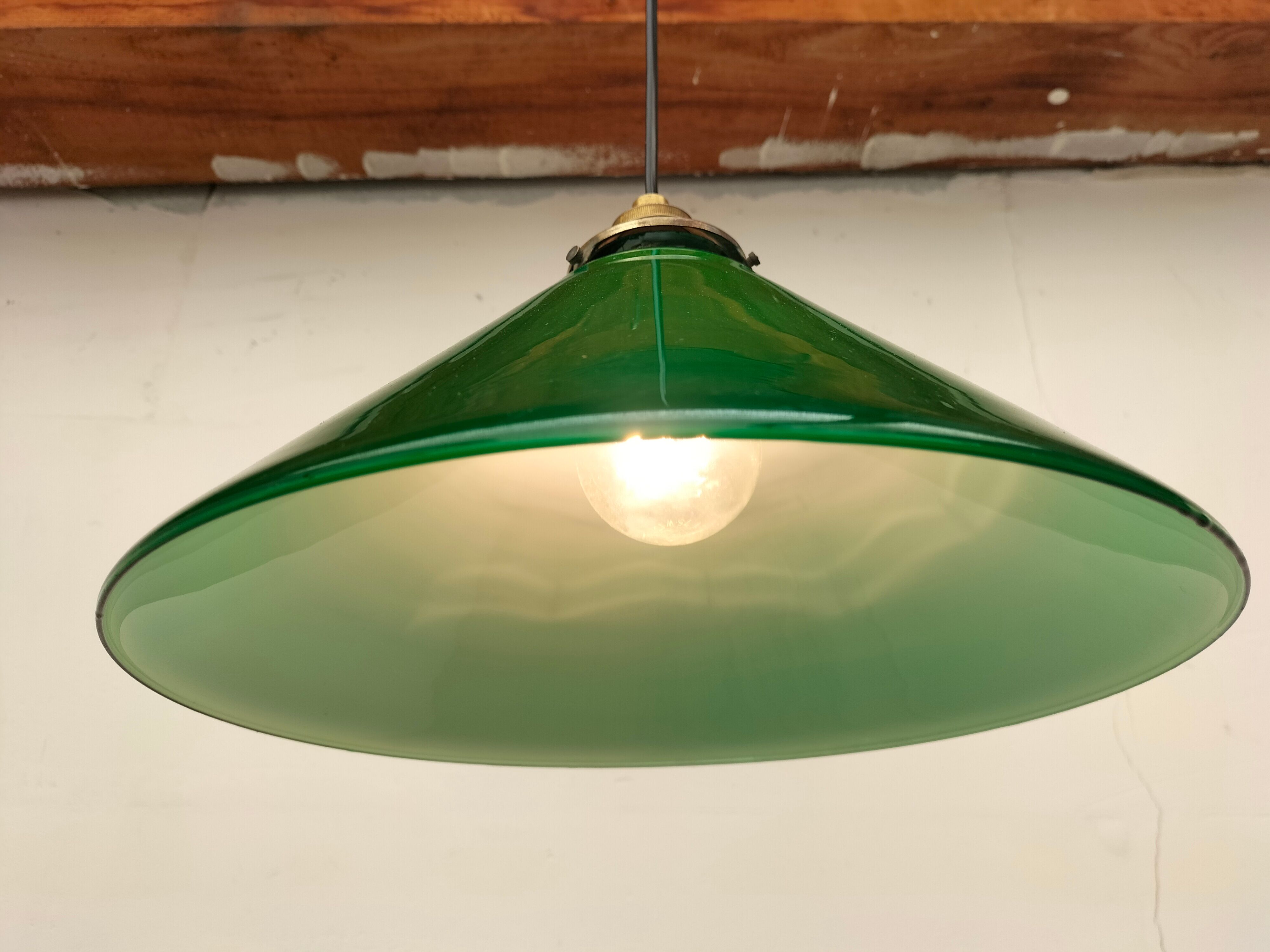 Old green opaline lamp