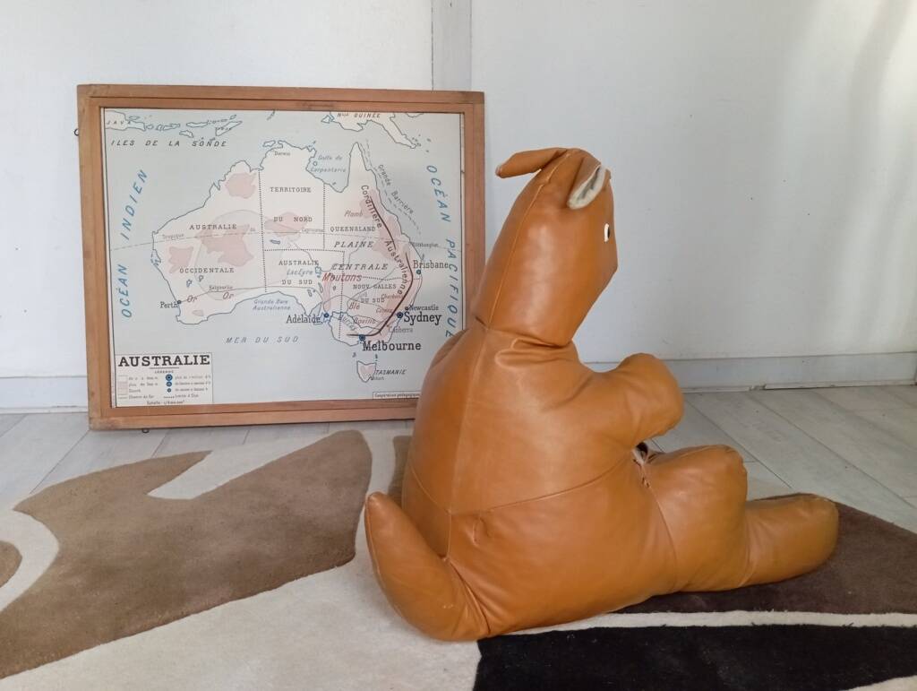 Kangaroo leather magazine rack, 1960s